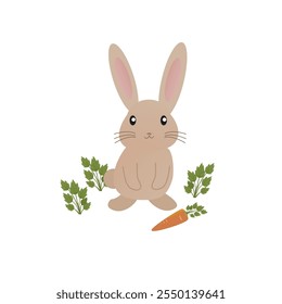 rabbits hugging and eating carrots 