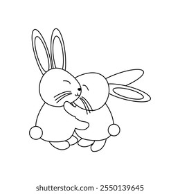 rabbits hugging and eating carrots 