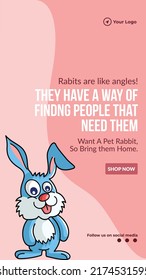 Rabbits are like angles portrait template design. 