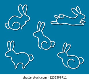 rabbits line on Color Background.
