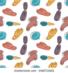 Rabbits line shapes seamless pattern