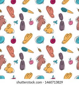 Rabbits line shapes seamless pattern