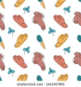 Rabbits line shapes seamless pattern