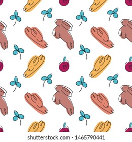 Rabbits line shapes seamless pattern