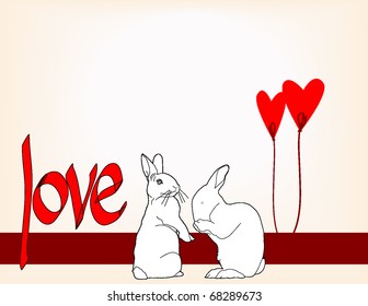 rabbits in love vector graphic, easy edit, eps10
