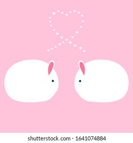 Rabbits in love. Vector illustration.	