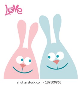 Rabbits love vector illustration