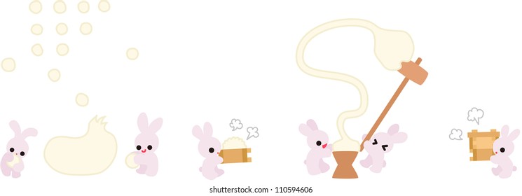 Rabbits is making rice cake