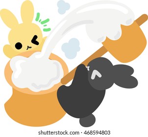Rabbits are making rice cakes