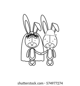 rabbits married icon image, vector illustration design