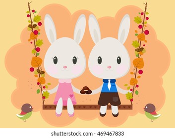 Rabbits on a autumn background