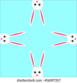 rabbits on a blue background, located on the edges of the cards