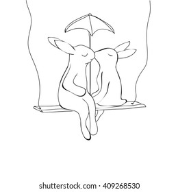 rabbits on a swing