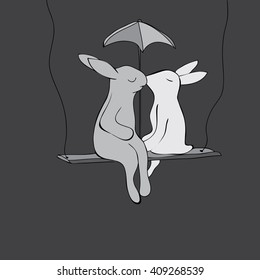 rabbits on a swing
