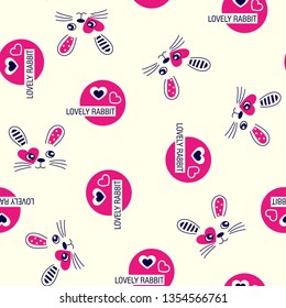 Rabbits pattern with hearts for child and kid wear for textile print,fabric