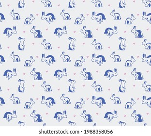 rabbits pattern. various rabbit vectors