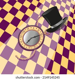 Rabbits pocket watch. Five o'clock. Wonderland.