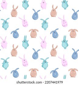 Rabbits seamless pattern. Rabbits on a white background.
