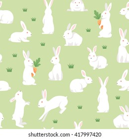 Rabbits seamless pattern. vector illustration.