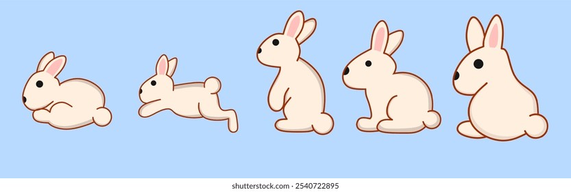  rabbits set ilustration vector with outline