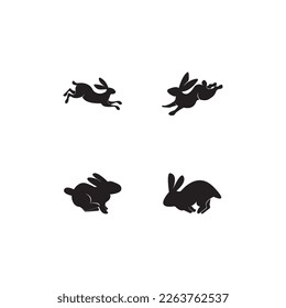 Rabbits Set, Isolated On White Background