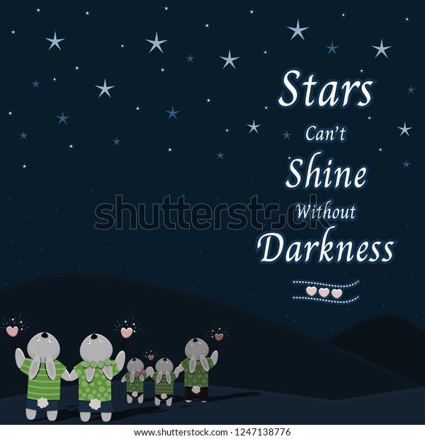 Rabbits Showing Heart Sign Firework Text Stock Vector Royalty