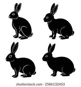 Rabbits silhouette vector art illustrator animals icon