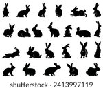 Rabbits silhouette vector art white background
