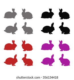 rabbits silhouette, vector illustration.