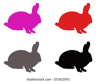 rabbits silhouette, vector illustration.