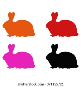 rabbits silhouette, vector illustration.