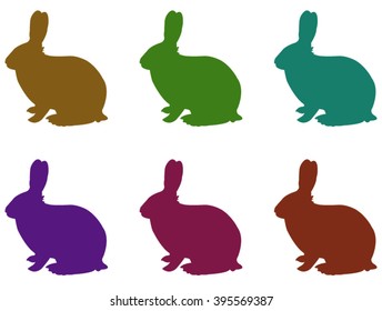 rabbits silhouette, vector illustration.