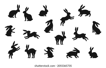 Rabbits Silhouettes Collection - Vector