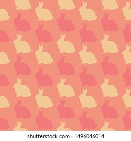 rabbit's silhouettes seamless pattern. Beautiful nature texture. Spring background with sitting bunny.