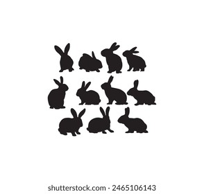 Rabbits Silhouettes Set, art vector design