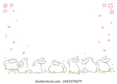 A lot of rabbits and a snowstorm illustration frame color