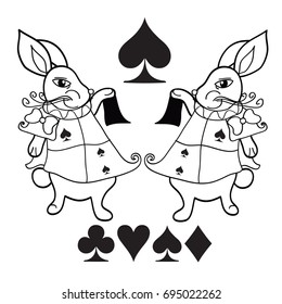 Rabbits with Spades card Illustration (Vector)