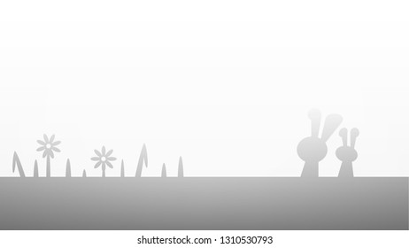 The rabbits in the spring season field background. ( vector )