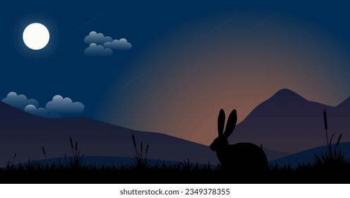 rabbits under the moon towards morning 