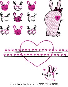 Rabbits vector designselements. Editable colors and vector curves. It can be easily Edited using any vector design software.
For your t-shirts printing, sticker designs, posters, etc.