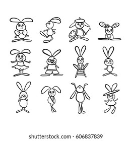 Rabbits, vector illustration