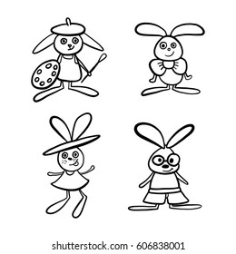 Rabbits, vector illustration