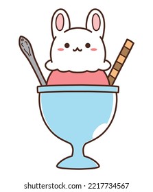 Rabbit-shaped ice cream illustration material