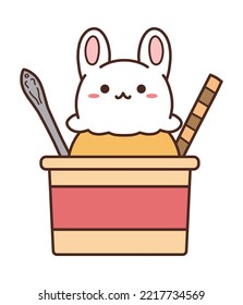 Rabbit-shaped ice cream illustration material