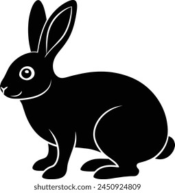 Rabbit.silhouette vector: A minimalist depiction of a rabbit's outline, perfect for graphic design, logos, or illustrations. Clean and versatile