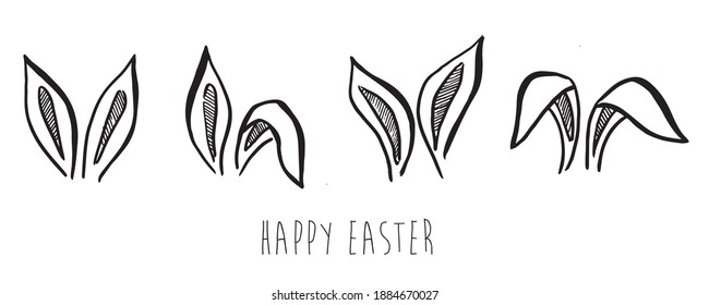 Rabbits's ears. Hand drawn illustration.