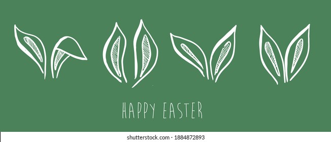 Rabbits's ears. Hand drawn illustration.