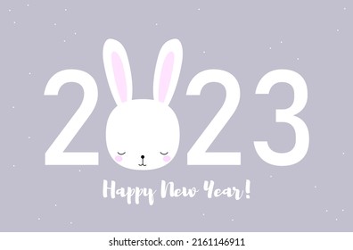 Rabbitt. Chinese year symbol 2023. White Rabbit Chinese new year symbol vector illustration. Happy new year. 2023 calendar	
