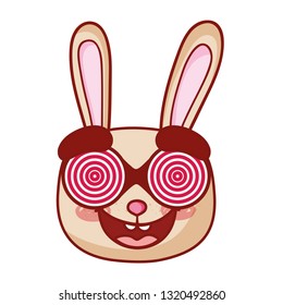 rabbitt crazy with glasses spiral fools day character