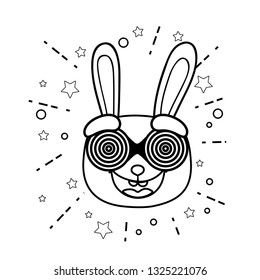 rabbitt crazy with glasses spiral fools day character